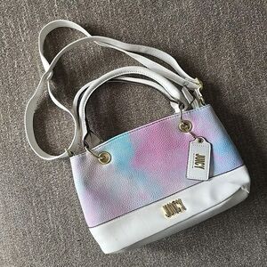 Juicy Couture Y2K Pastel Tie Dye Fantasy Crossbody Purse White Leather